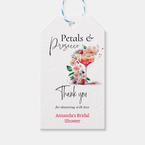 Petals  Prosecco Floral Bridal Shower Favor Thank Gift Tags