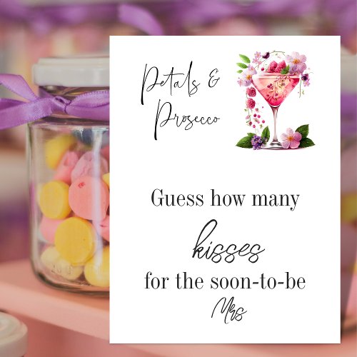 Petals  Prosecco Floral Bridal Shower Guess Game Poster