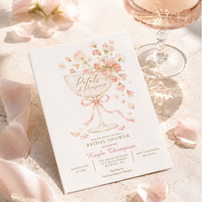 Petals & Prosecco Floral Bridal Shower Invitation (Creator Uploaded)