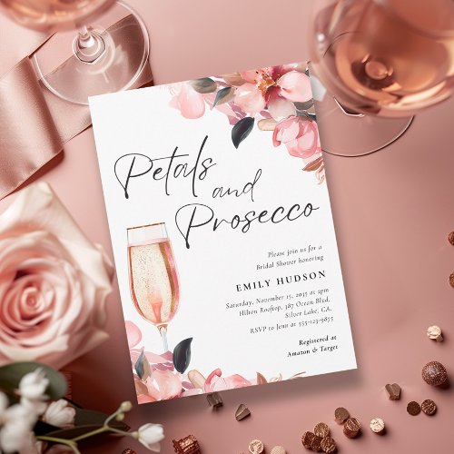 Petals  Prosecco Floral Bridal Shower Invitation