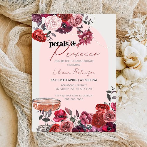 Petals  Prosecco Floral Bridal Shower Invitation