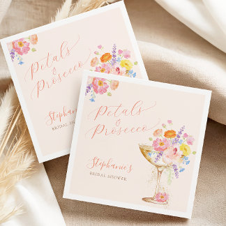 Petals & Prosecco Floral Bridal Shower Napkins