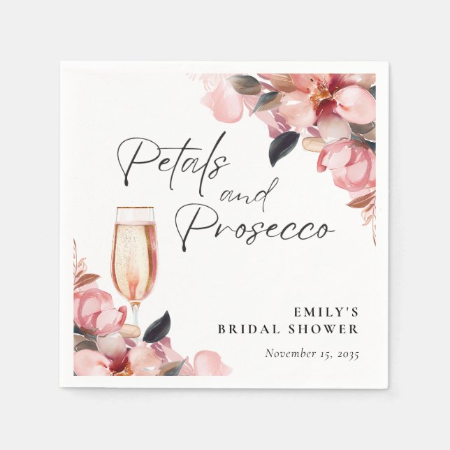 Petals & Prosecco Floral Bridal Shower Napkins (Front)