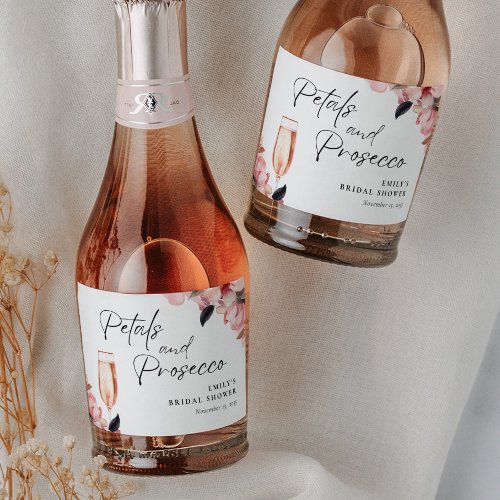 Petals  Prosecco Floral Bridal Shower Sparkling Wine Label