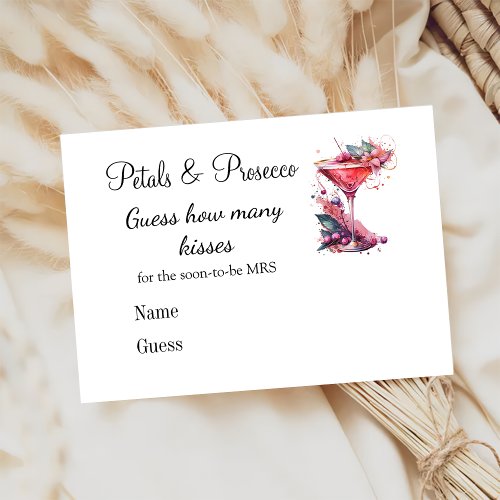 Petals Prosecco Floral Bridal Shower Wedding Game  Enclosure Card
