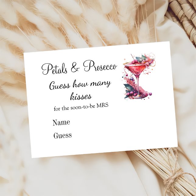 Petals Prosecco Floral Bridal Shower Wedding Game  Enclosure Card (Creator Uploaded)