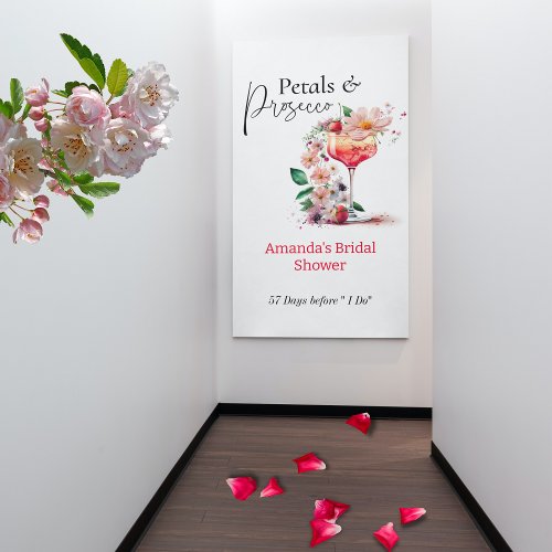 Petals  Prosecco Floral Bridal Shower Welcome Banner