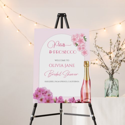 Petals  Prosecco Floral Bridal shower Welcome Foam Board