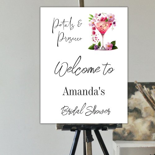 Petals  Prosecco Floral Bridal Shower Welcome Foam Board