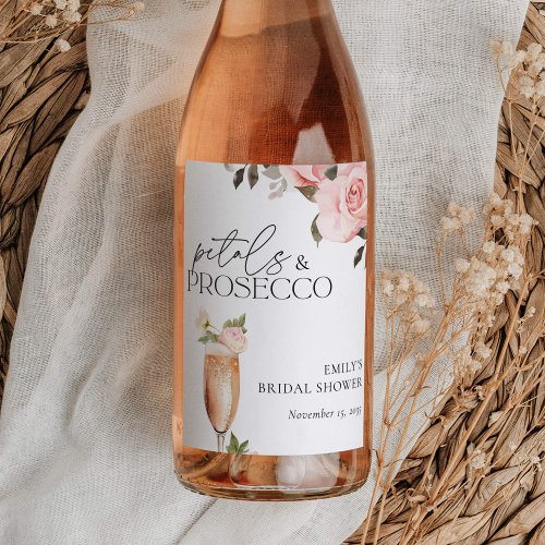 Petals  Prosecco Floral Bridal Shower Wine Label