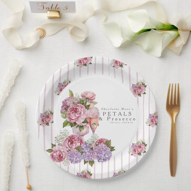 Petals & Prosecco Floral Paper Plates (Wedding)
