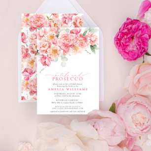 Petals & Prosecco Floral Pink Bridal Shower Invitation