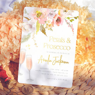 Petals & Prosecco Foil Floral Bridal Shower Invitation