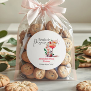 Petals Prosecco Garden Floral Bridal Shower Favor Classic Round Sticker