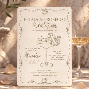 Petals Prosecco Garden Minimal Bridal Shower Invitation