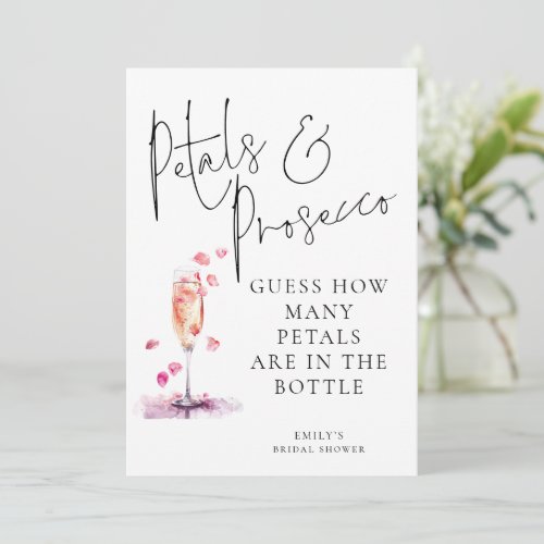 Petals Prosecco Guess How Many Bridal Shower Game Invitation