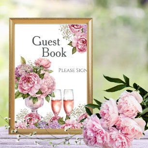 Petals & Prosecco Guest Book Bridal shower Sign Invitation