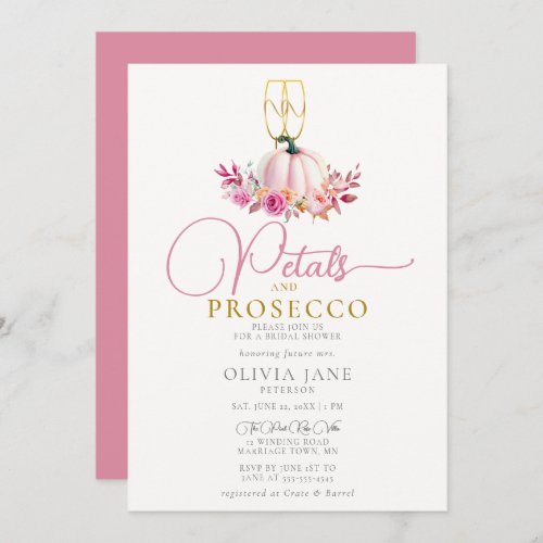 Petals Prosecco Harvest Roses Fall Bridal Shower Invitation
