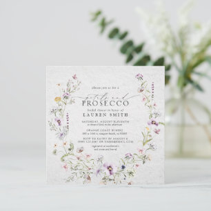 Petals Prosecco Lavender Wildflower Bridal Shower Invitation