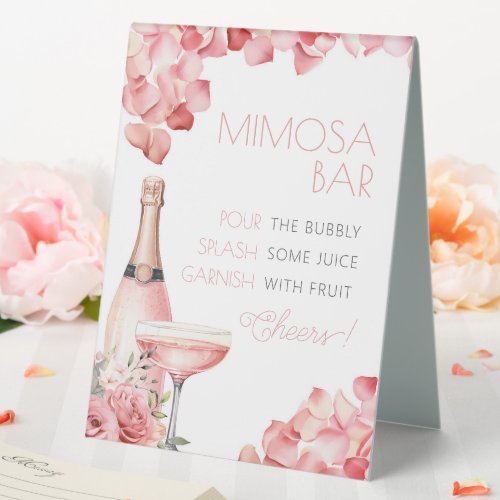 Petals  Prosecco Mimosa Bar Bridal Shower Table Tent Sign