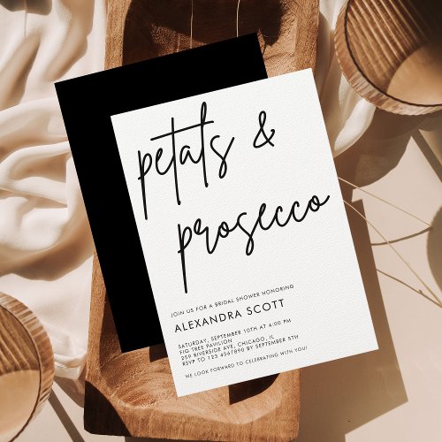 Petals  Prosecco Minimalist Modern Bridal Shower Invitation