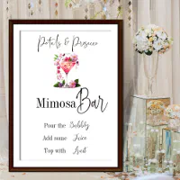 MIMOSA BAR Bohemian Bridal Shower Sign Canvas Art Print Poster