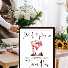 Petals &amp; Prosecco Pink Bridal Shower Flower Bar Poster