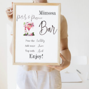 Petals & Prosecco Pink Bridal Shower Mimosa Bar Poster