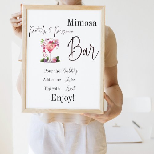 Petals  Prosecco Pink Bridal Shower Mimosa Bar Poster