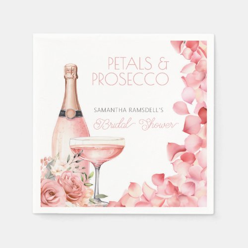 Petals  Prosecco Pink Bridal Shower Paper Napkin