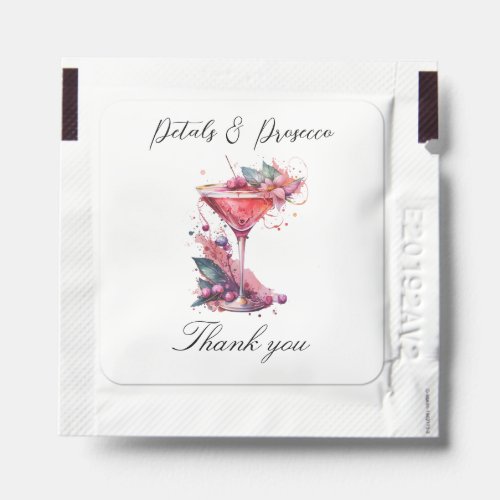 Petals  Prosecco Pink Floral Bridal Shower  Hand Sanitizer Packet