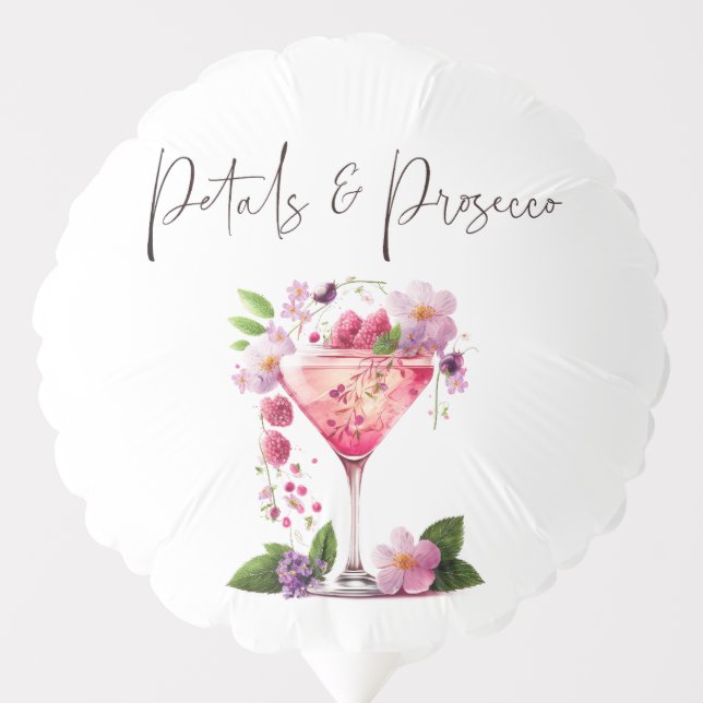 Petals Prosecco Pink Floral Bridal Shower Party Balloon (Front)