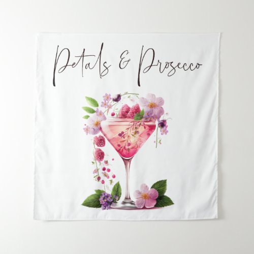 Petals Prosecco Pink Floral Bridal Shower Welcome Tapestry