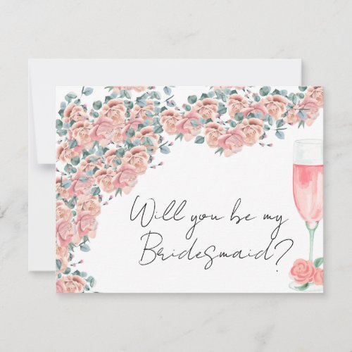 petals  prosecco pink floral bridesmaid proposal  note card