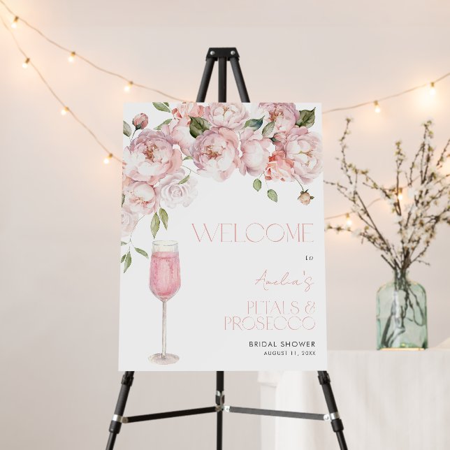 Petals & Prosecco Pink Floral Welcome Shower Foam Board (In Situ (Stand))
