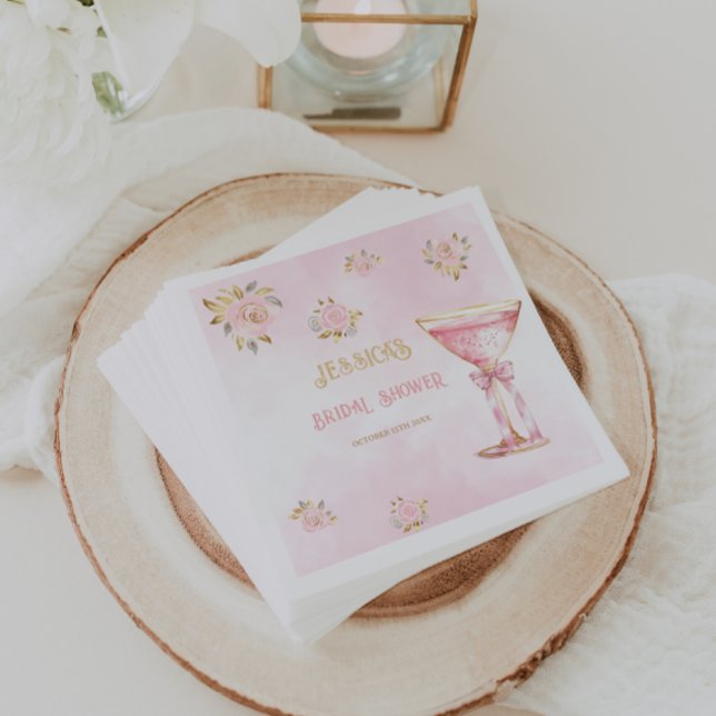 Petals & Prosecco Pink Gold Bridal Shower  Napkins (Creator Uploaded)