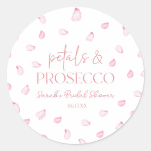 Petals & Prosecco Pink Rose Petals Bridal Shower Classic Round Sticker