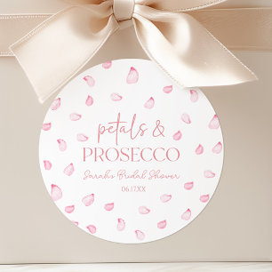 Petals & Prosecco Pink Rose Petals Bridal Shower  Classic Round Sticker