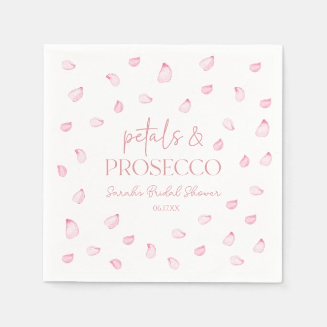 Petals & Prosecco Pink Rose Petals Bridal Shower  Napkins (Front)