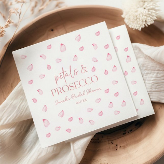 Petals & Prosecco Pink Rose Petals Bridal Shower  Napkins (Creator Uploaded)