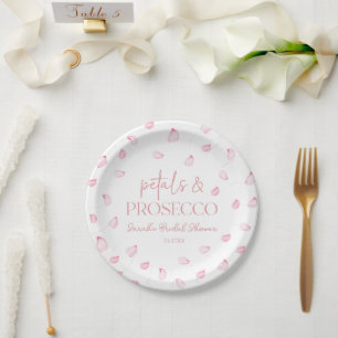 Petals & Prosecco Pink Rose Petals Bridal Shower  Paper Plates