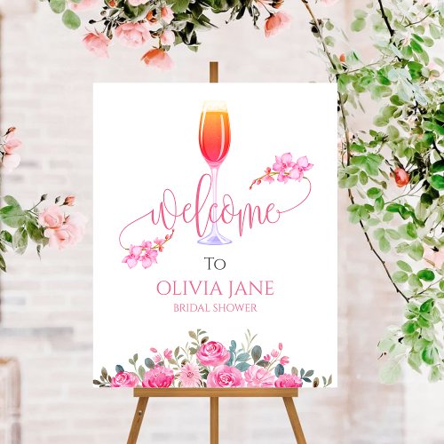 Petals  Prosecco PinkFloral Bridal shower Welcome Foam Board