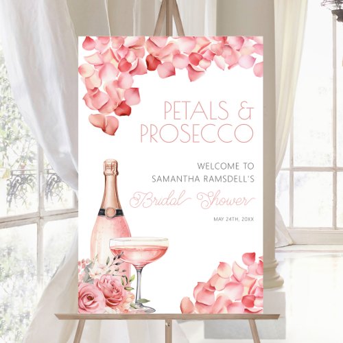 Petals  Prosecco Rose Floral Bridal Shower 24x36 Poster