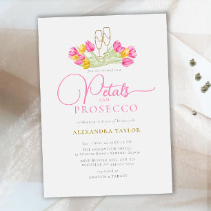 Petals Prosecco Spring Bright Tulips Bridal Shower Invitation