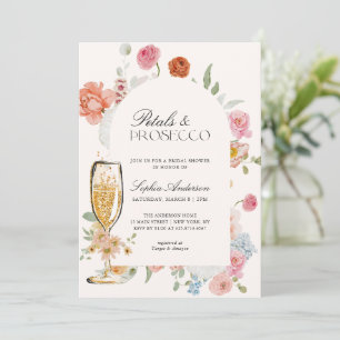 Petals & Prosecco Spring Flowers Bridal Shower Invitation