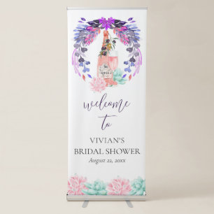 Petals & Prosecco Succulent Bridal Shower Welcome Retractable Banner