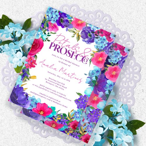 Petals  Prosecco Summer Floral Bridal Shower Invitation