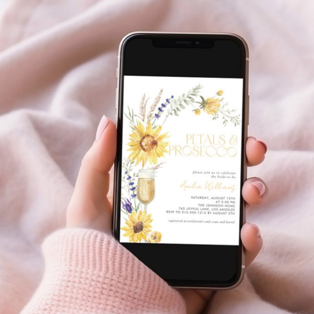 Petals & Prosecco Sunflower Lavender Bridal Shower Invitation (Creator Uploaded)