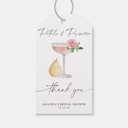 Petals  Prosecco _ thank you bridal shower Gift Tags