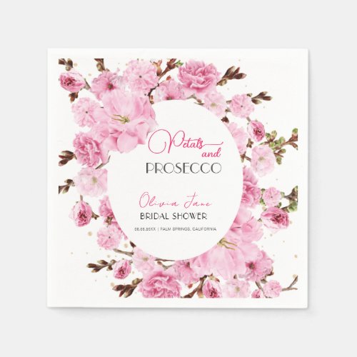 Petals  Prosecco Watercolor Pinkwhite Floral Arch Napkins